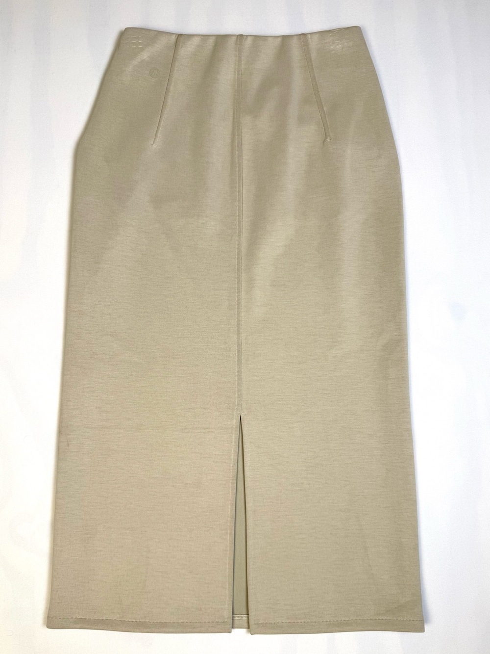Lululemon Beige High Rise Midi Pencil Skirt Career Travel Stretch Size 4 - Picture 3 of 10